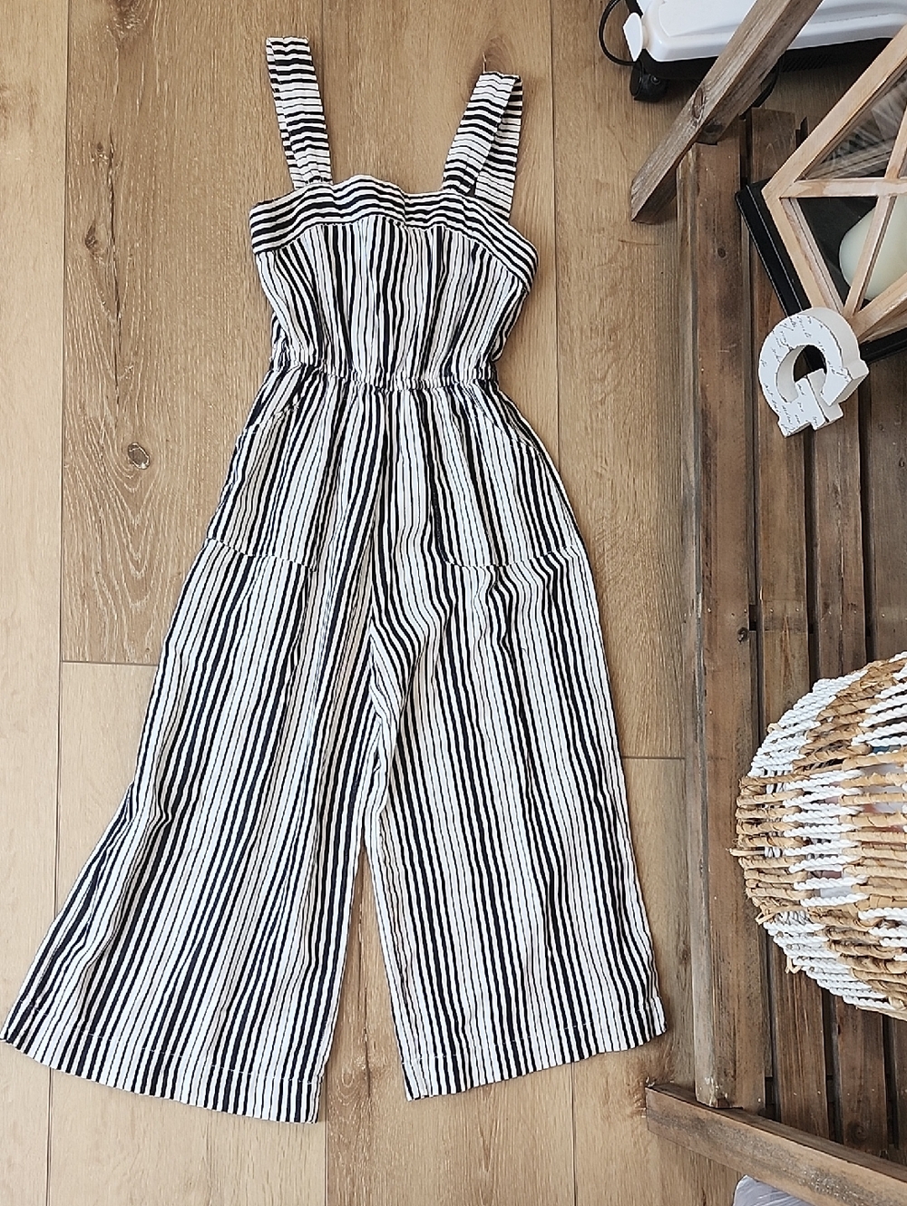 Bebe Girls Striped Wide-Leg Romper, Medium 10/12